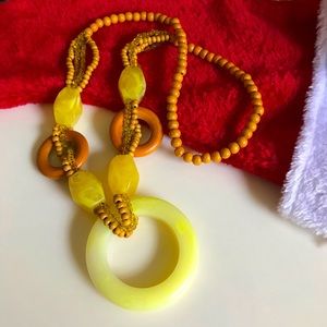 Handmade Agate and Wooden Bead Chunky Necklace